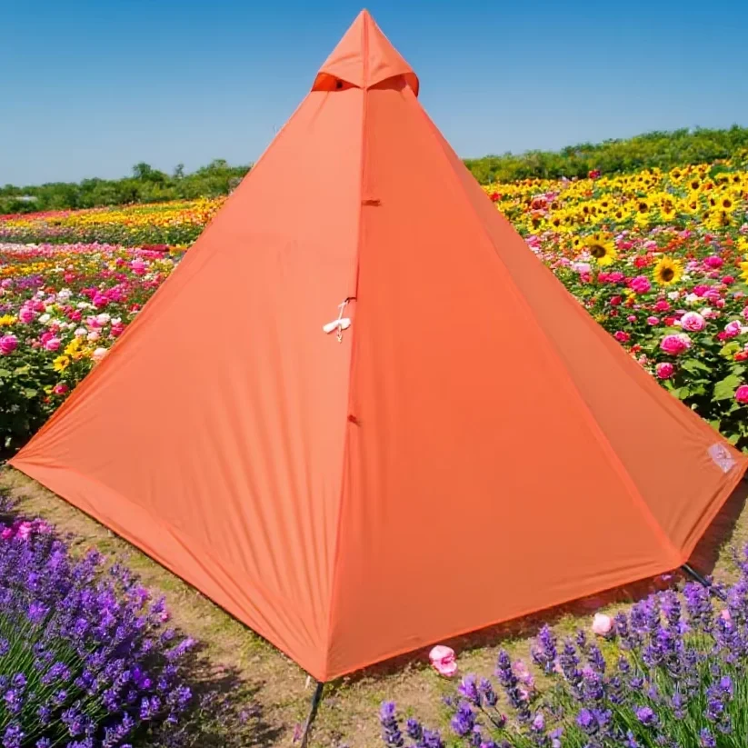 Outdoor Pyramid Camping Tent - Large Space, Waterproof & Windproof for Family Camping Trips