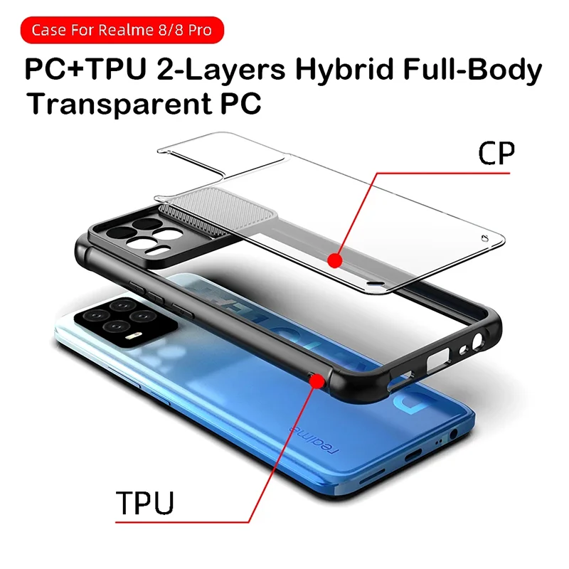 Slide Camera Lens Protection Phone Case for Oppo Reno 5 Pro Realme8 C12 C20 C3 5S 5i Back Cover Phone Case