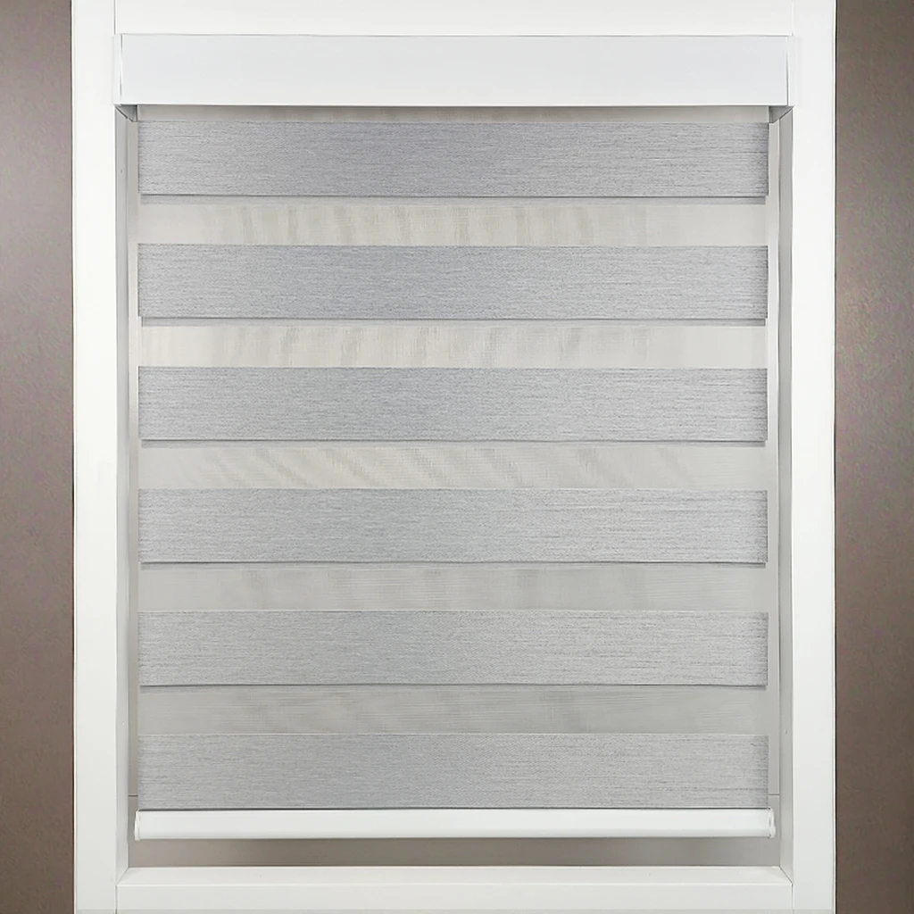Zebra Shades Cordless Sunshade Fabric Blinds System Built-In for Hotel Office Home Use Plain Everyday Curtains Valances