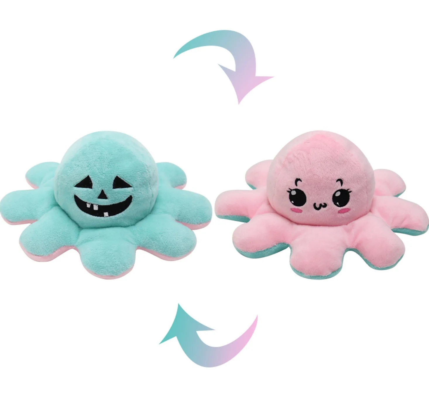 
Custom Good Quality New Double-Sided Cute Flip Reversible Reversive Octopus Plush Toy 