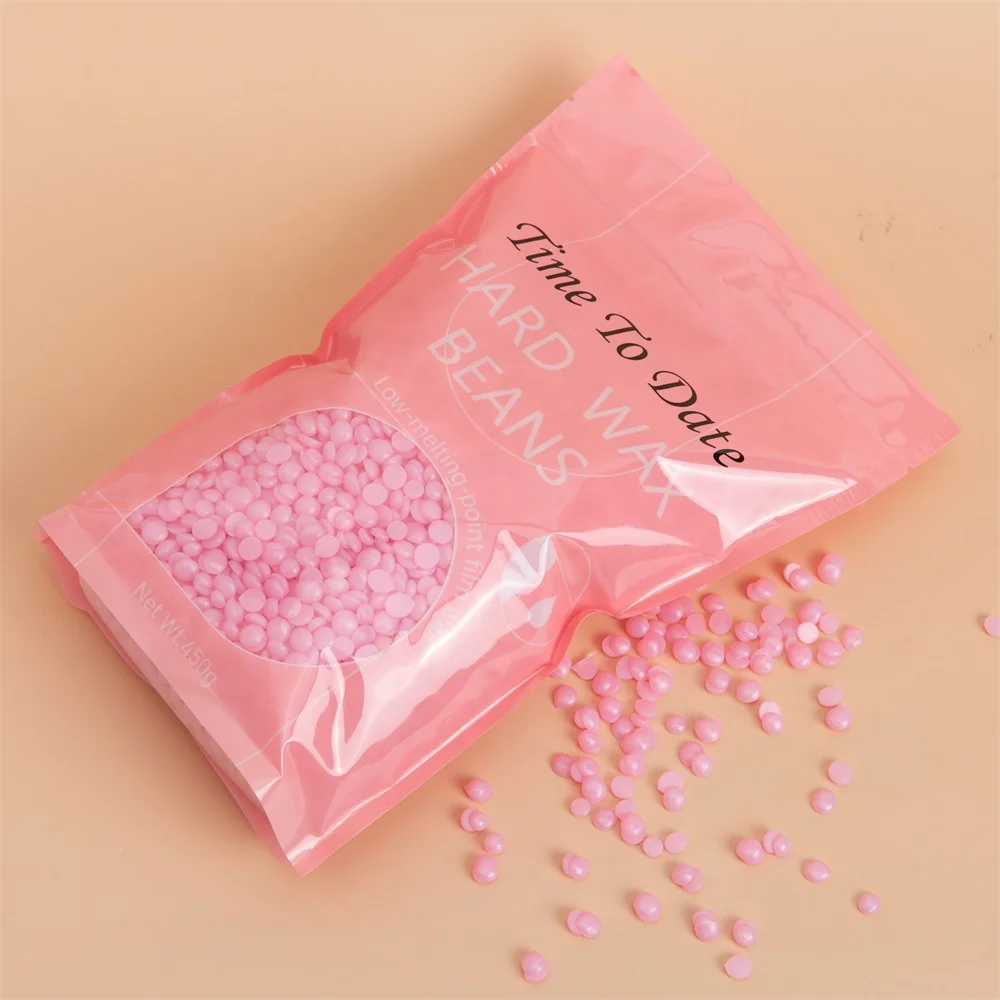 Time to Date 1LB 1pound Hypoallergenic Glitter pink Shining Color Facial Brazilian Bikini and Legs at Home 450g Wax Refill