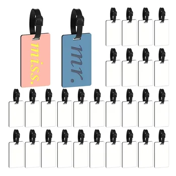 Blank Sublimation Custom Logo Leather Luggage Tags with Strap