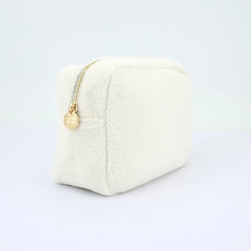 Soft Velvet Makeup Bags Lamb Wool Travel Makeup Bag Pink Sherpa