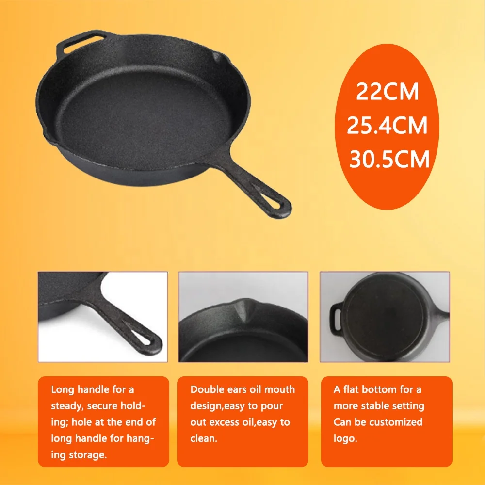 Wholesale 2024 Classic Preseasoned Round Skillet Thickened Cookware Sets Cast Iron Fry Pan For