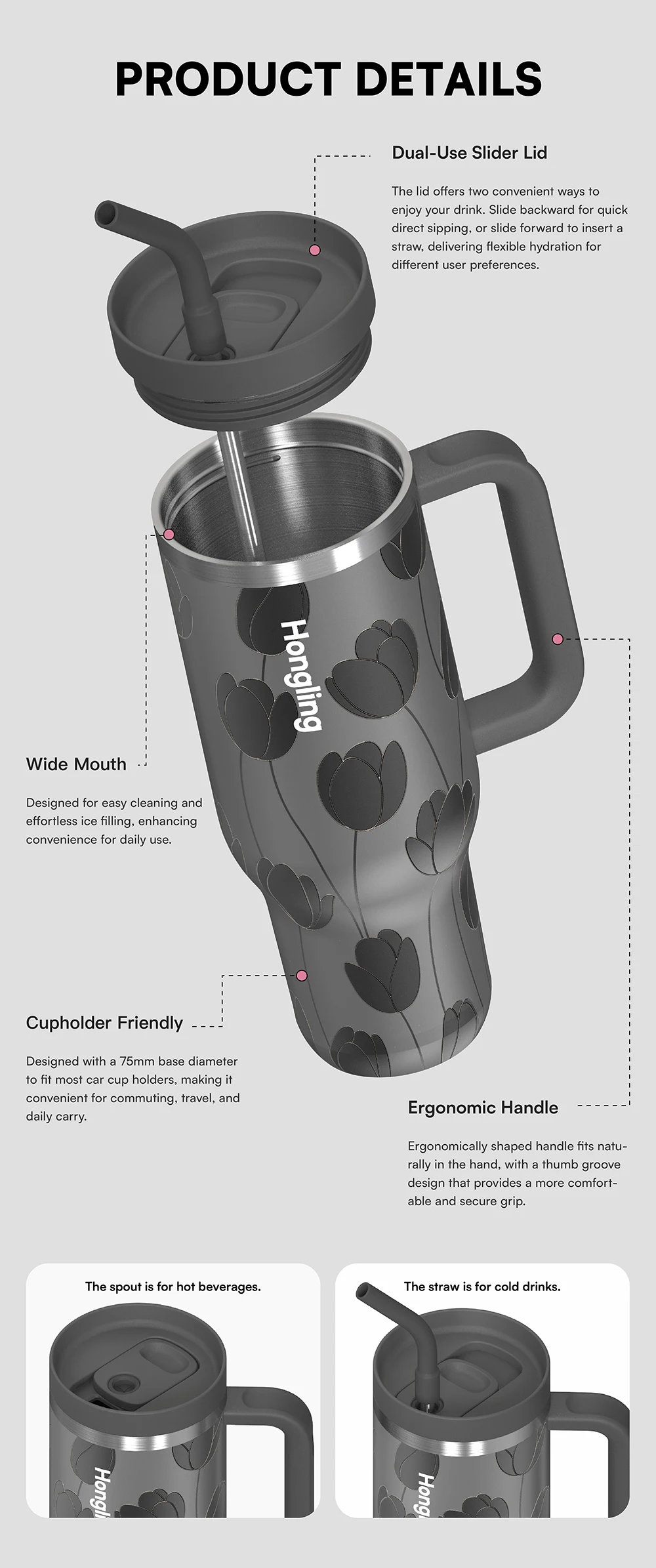 Thumb Groove Ergonomic Handle Details
