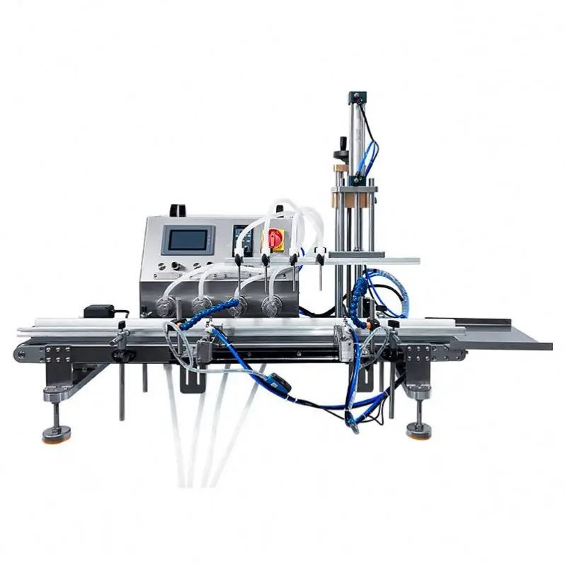 TEBAK Small Desktop Multi-functional Automatic Four-head Liquid Filling Machine for Essential Oil, Cosmetic Oil & Liquid Filling