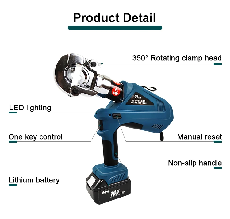 EZ-300 battery electric power cable crimping tool with OLED 16-300mm2
