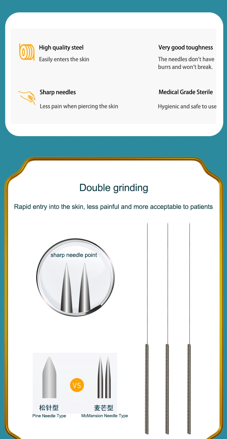 New Package Huanqiu Disposable Sterile Flat Handle Acupuncture Needles