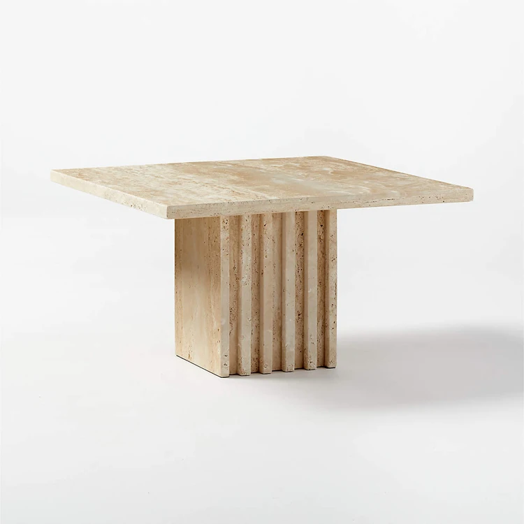 Distinct Stone Tables Carved Base on Sale Italian Marble Table Top Pedestal Limestone Roman Travertine Stone Coffee Table