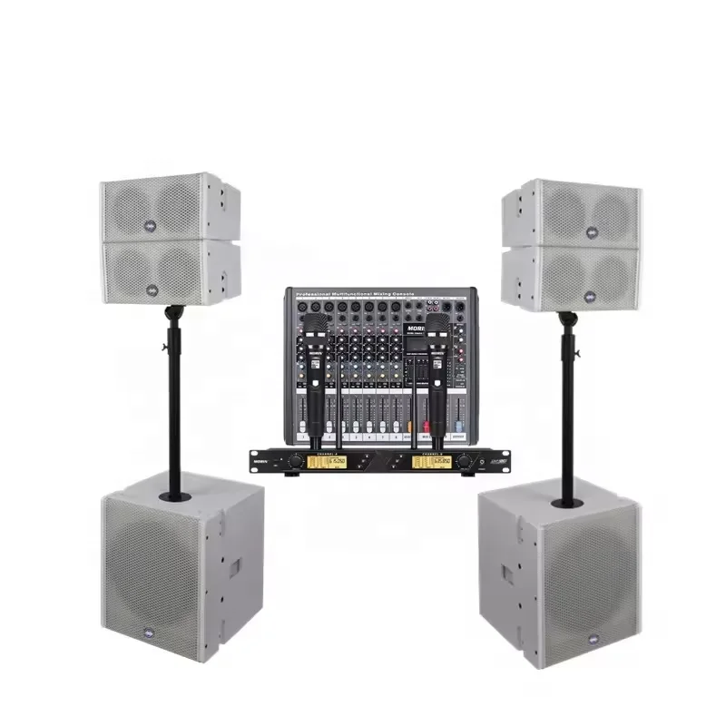 Morin COX-5.4 Mini Coaxial Line Array DJ Speaker System with Passive 120W Digital Mixer for Indoor/Outdoor Use