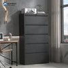 Black White 5 drawer lateral filing cabinet