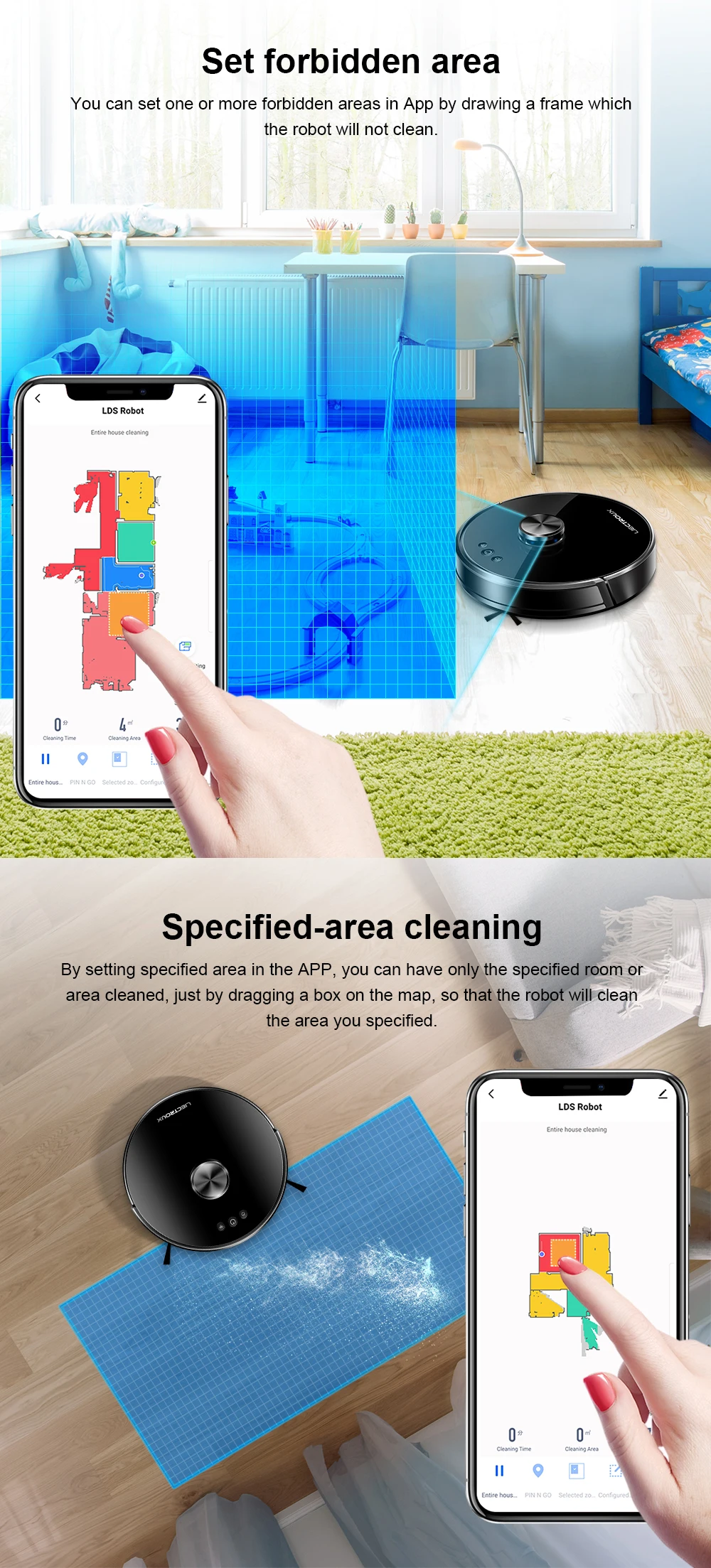 LIECTROUX XR500 cleaning robot vacuum sweeping robot with  Laser Navigation and storage of 5 multiful-floor maps