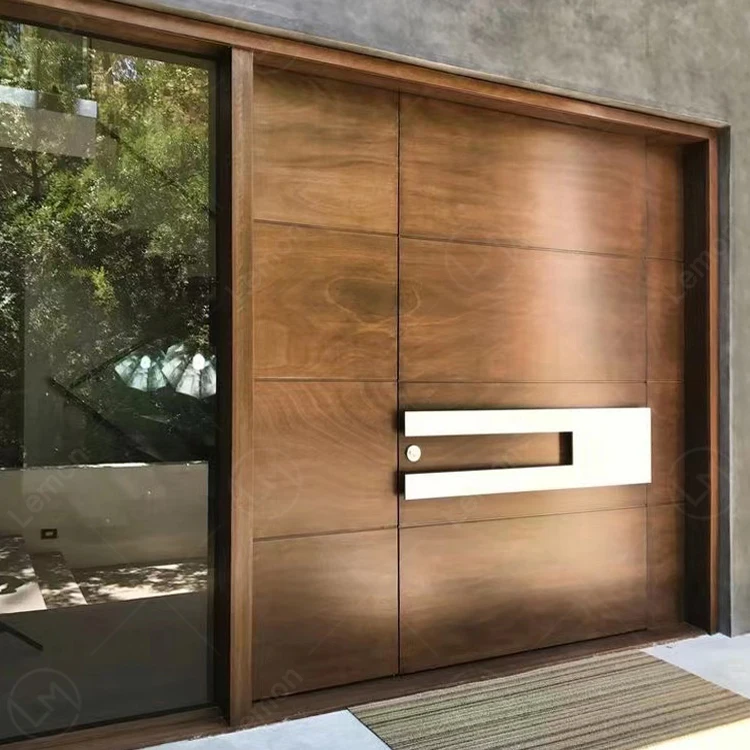 Australian Design Large Commercial Timber Panel Entry Pivot Door Exterior Modern Solid Wood Front Door for Houses