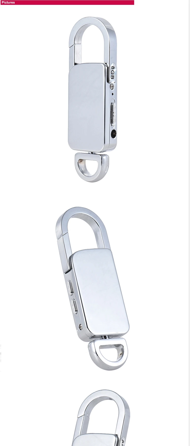 Portable Mini Digital Metal Keychain Audio Voice Recorder Dictaphone