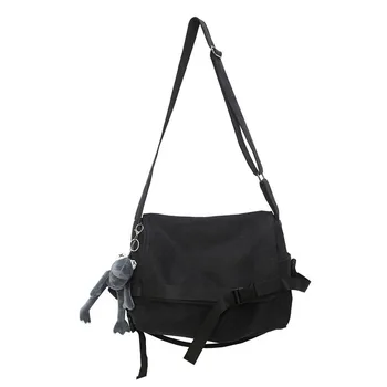 Women's large-capacity men's canvas crossbody bag, casual in messenger shoulder bag, fashionable student schoolbag