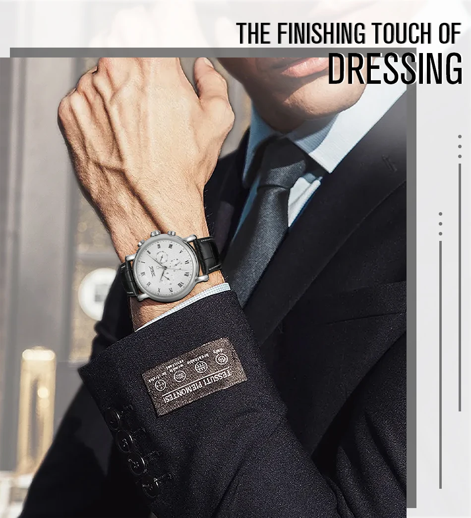 JARAGAR Men's Automatic Leather Watch