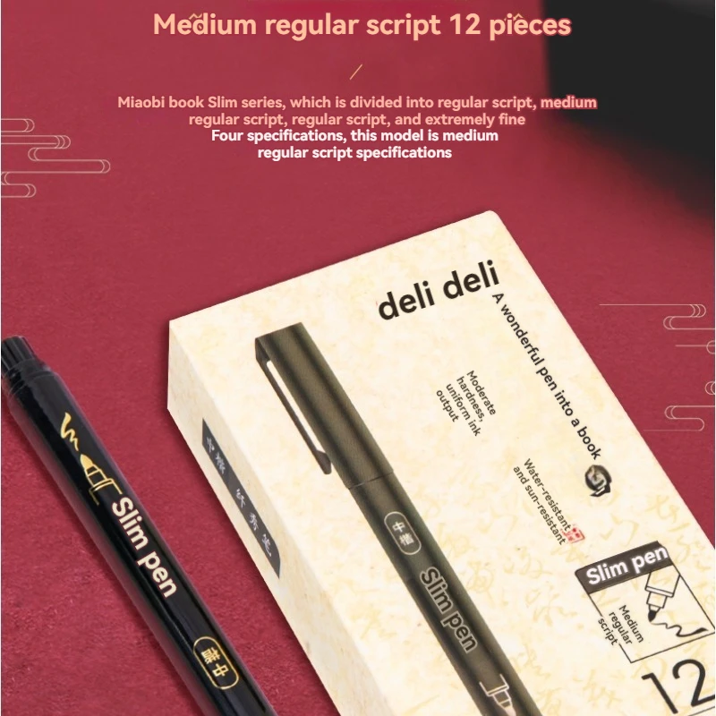 Deli 75515 Black Calligraphy Practice Pens - 1152pcs/carton