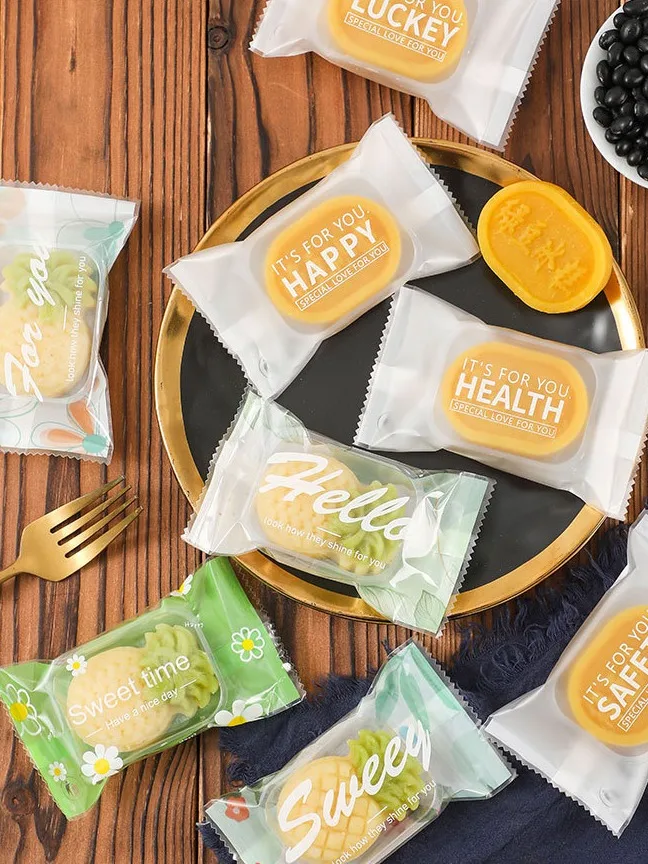 Morsun 100pcs Pineapple Cake Plastic Bags Chocolate Dessert Nougat