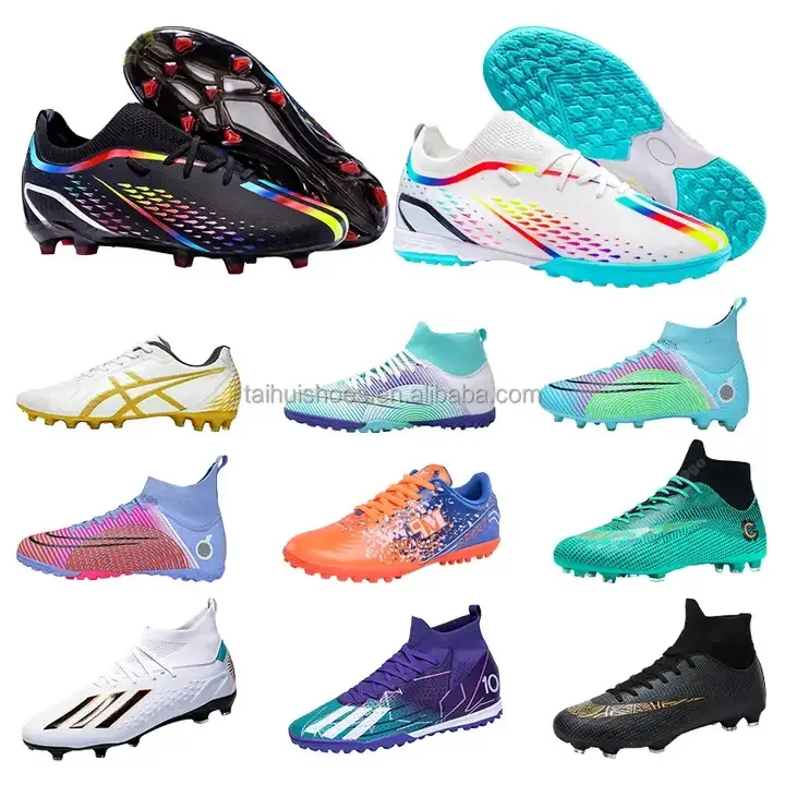 Designer LOGO Custom Men's Football Soccer Sneakers Low Price Casual Turf Sports Shoes with Rubber Insole Summer Football Boots