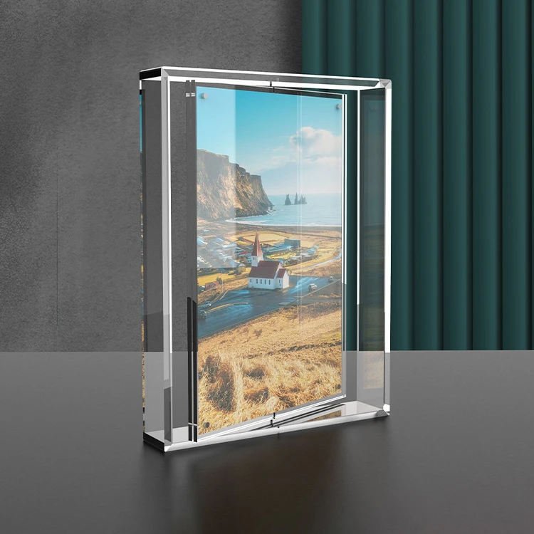 A4 A5 Rotate 360 Degree Acrylic Photo Frame Transparent Two Sided ...