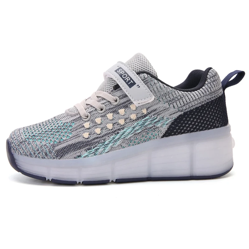 Drop Shipping 7 Colors LED Rechargeable Kids Roller Skate Shoes Single Wheel Shoes Sport Sneaker For Boys/Girls