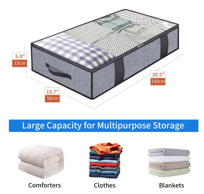 Foldable Under Bed Bags Large Under Bed Storage Boxes Thick Breathable ...