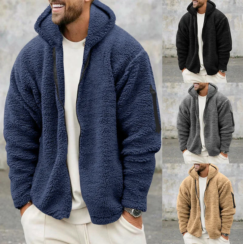 Mens Fleece Coat Winter Autumn Warm Long Sleeve Jacket