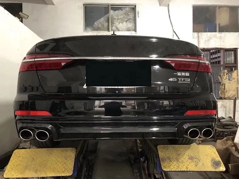 Factory S6 Style Rear Bumper Diffuser A6 C8 Gloss Black Rear Diffuser with Tailpipe for Audi A6 C8 Sline 2019 2020 20212022 2023
