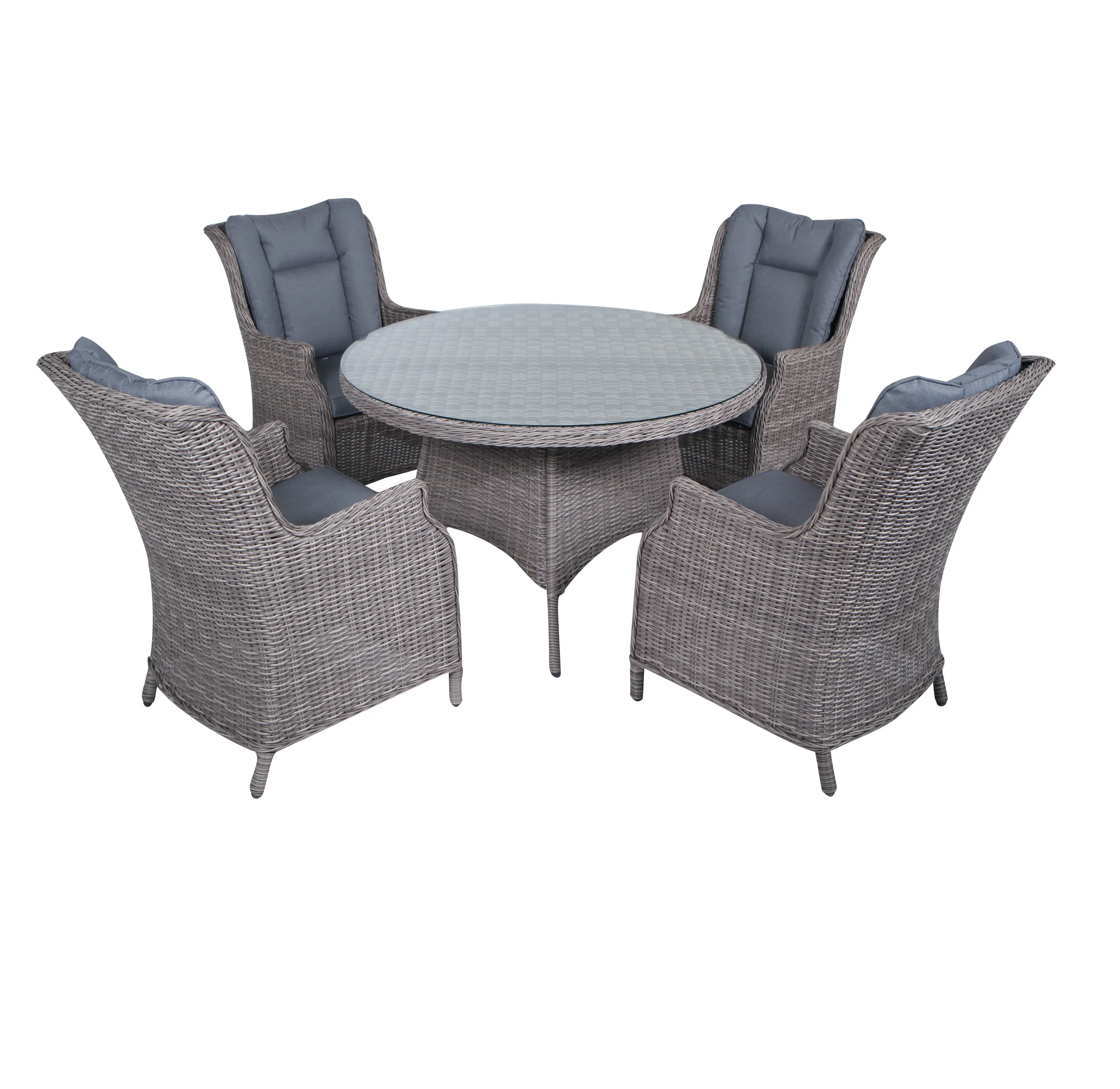5PCS Alu Frame Rattan Wicker  Tea Coffee Dinning Table  4 chairs Outdoor Furniture Set