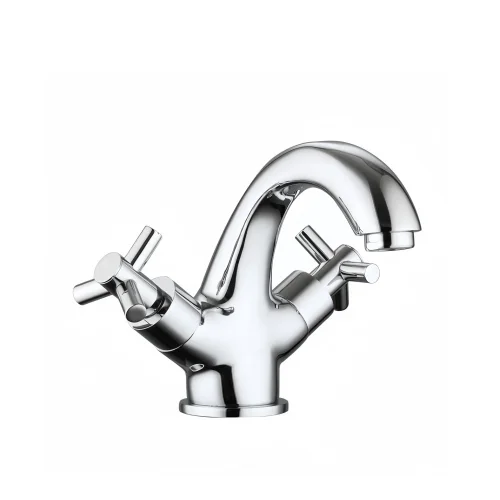 Modern Brass Crosshead Lever Basin Tap - Chrome