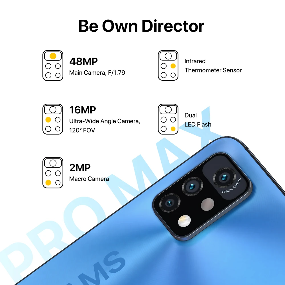 Смартфон UMIDIGI A11 Pro Max Android глобальная версия экран 6 8 дюйма FHD + 4 ГБ/8 ГБ 128 Helio G80 тройная камера 48 МП с ии 5150