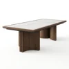 Dark Walnut Wood + White Marble Pattern Sintered Stone Surface