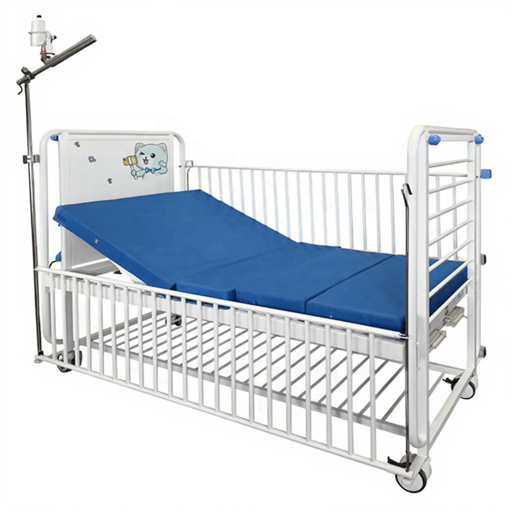 Pediatric Hospital Bed with Steel Guardrails Foldable & Adjustable Design Compact for Small Patients Hospital Use 5