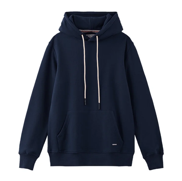 批发定制男士缎面衬里套头棉质涤纶绒毛衫连帽衫女