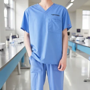 Wholesale Men's Fashionable Design Hospital Scrub Uniforms Nurse Medical Uniforms Woven Fabric Polyester/Rayon/Spandex