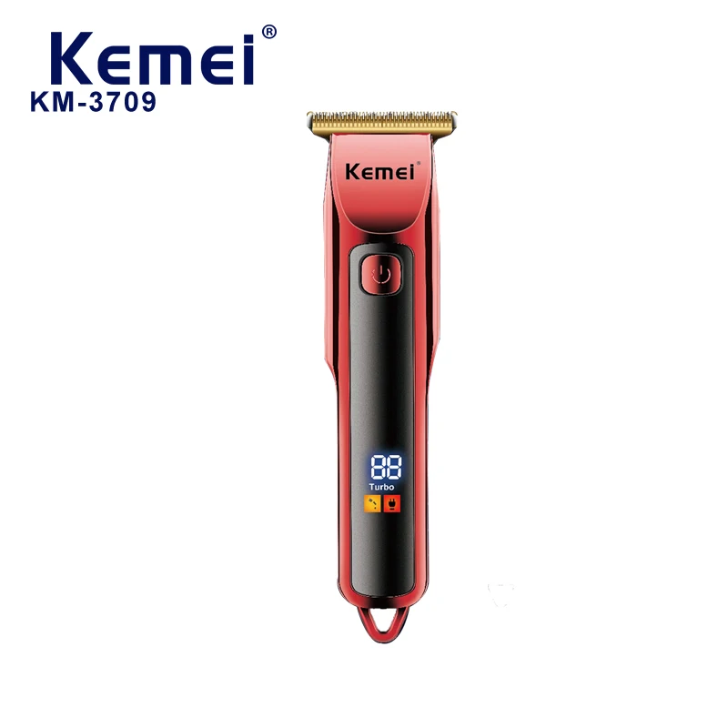 بطارية Lce شاشة الكريستال السائل المحمولة الشعر المتقلب Kemei Km-3709 قوية سعة كبيرة تصميم صغير USB شحن المقص الكهربائي