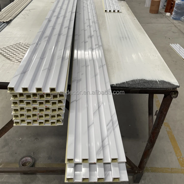 Interior Fluted Wall Panel Sheet Pvc Marble White Wood 3d Wallpanel Wpc Panels Wall Cladding Foshan Manufacturers