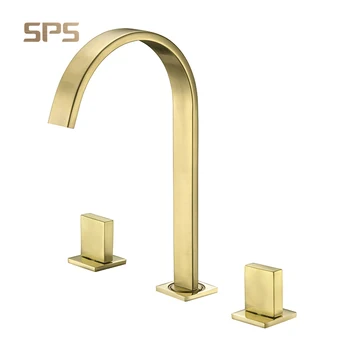 A9036 Unique Bridge Design Basin Faucet Bathroom Water Taps Brass Body Mixer Tap Sink Faucets Brushed Gold