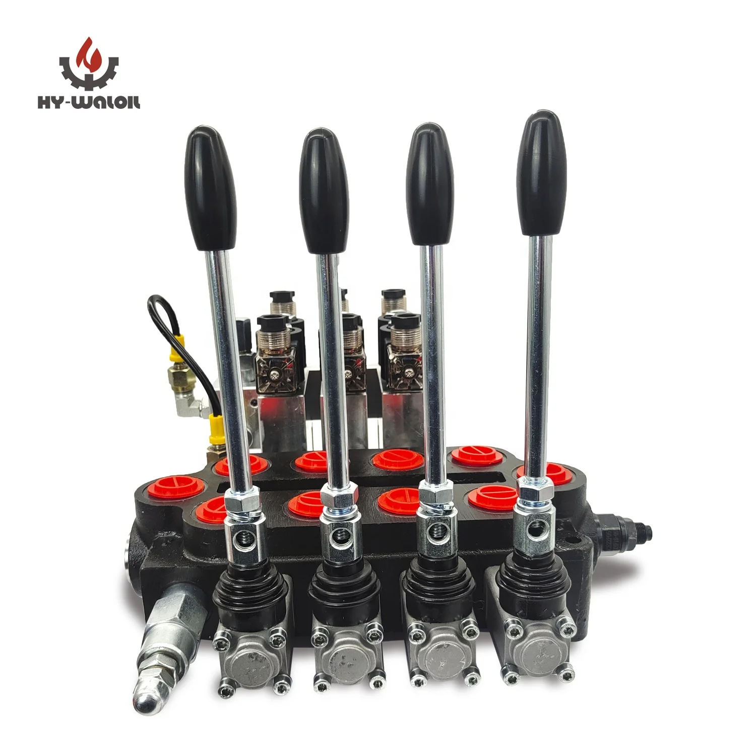 Remote Monoblock Hydraulic Valve Block Flow Regulator 4 Spool Electric