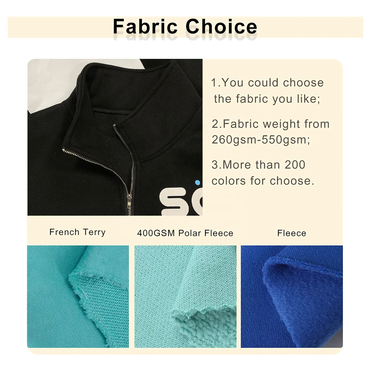 Half Zip Loose Solid Color Fleece Sweatshirt Quarter Zip Oversized Drop Shoulder Pullover 450gsm Quarter Zip Sweatshirt