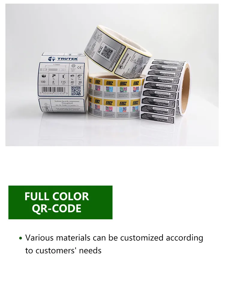 Custom Printing Waterproof Qr Code Security Sticker Paper Scratch