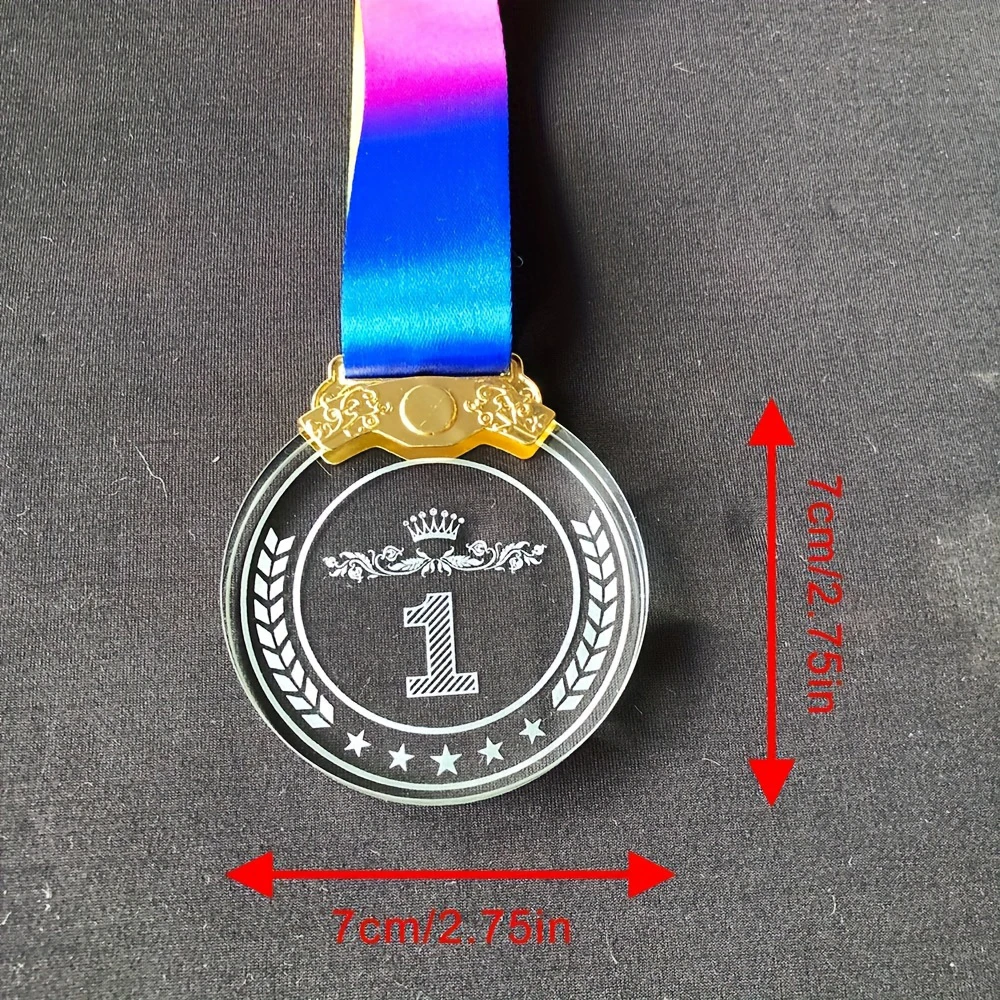 Custom Blank Faceted Plexiglass Commemorative Medal Sport Brass Gold Silver Trophy Perfect Winners Finalists Crystal Glass Medal
