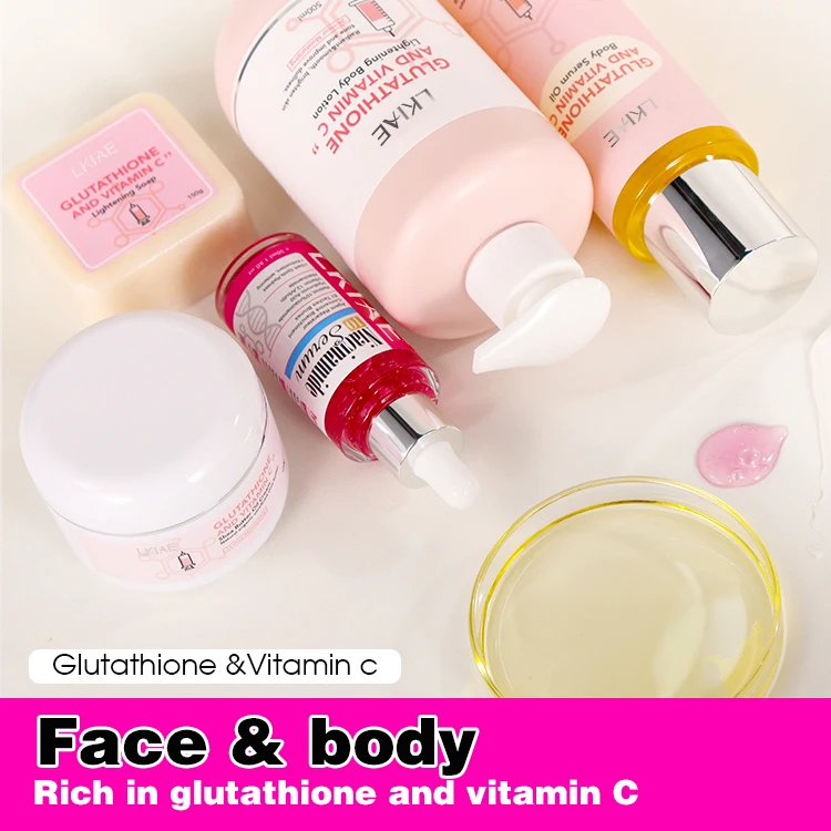 glutathione soap and lotion LKIAE Glutathio Skin Care Products Moisturizing Body Lotion Cream Serum Soap Skin Rejuvenation Whitening Skin Care Set