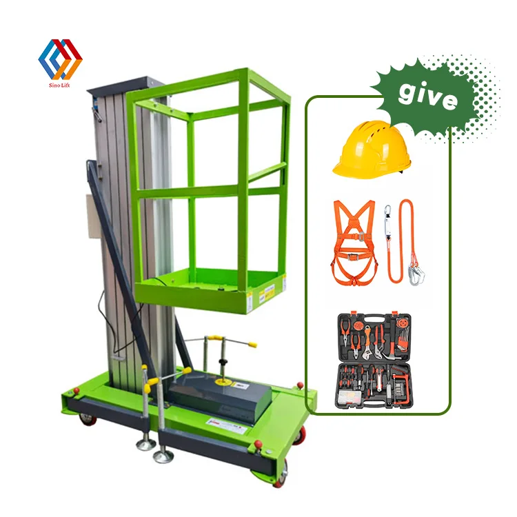 4-24 Meters Portable Aluminium Alloy Electric Hydraulic Single Mast Lift Telescopic Hydraulic Lift for Painting Work