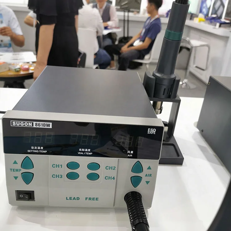 Переналадочная станция SUGON 1000 Вт с тремя ЖК-дисплеями SMD Быстрое нагревание 861DW для переделки горячим воздухом