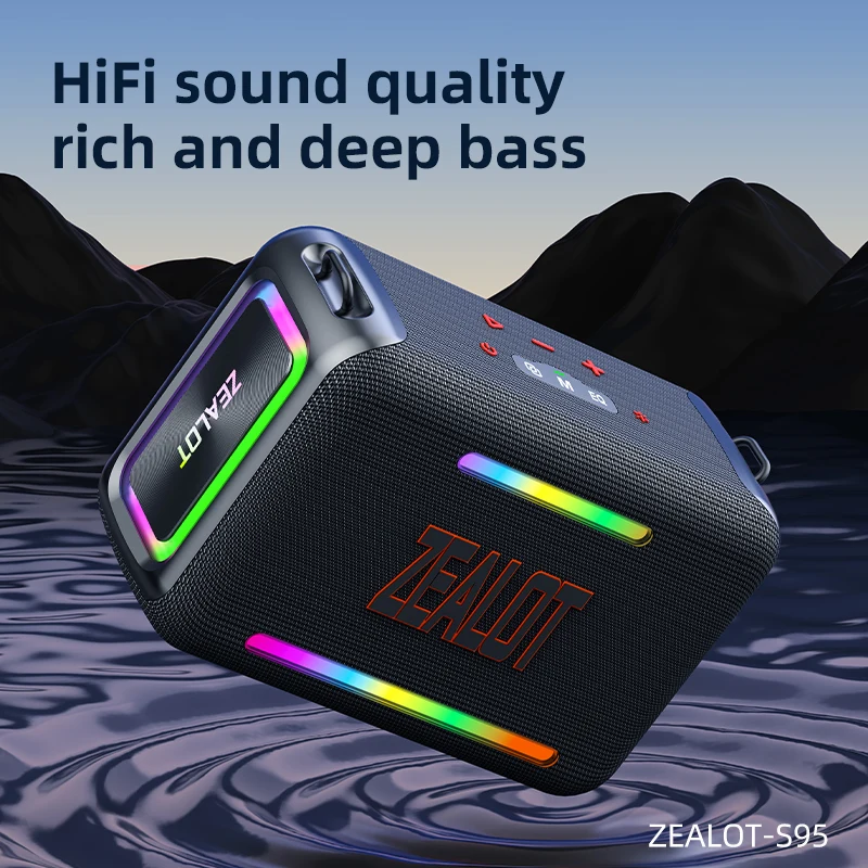 ZEALOT S95M ポータブルワイヤレススピーカー RGB LED 深いバスサウンド