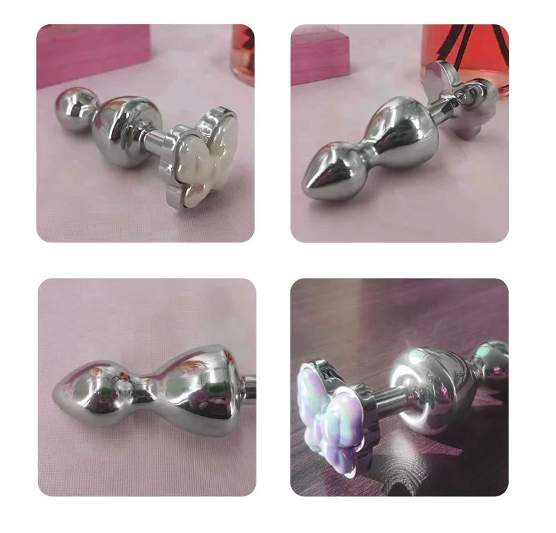 trojan sex toys Butterfly Model Double Beads Removable Metal Anal Plug