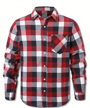 2024 popular high quality men's fashion shirt casual plaid shirt men's business shirt top OEM