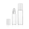 Clear glass bottle with plastic roller ball