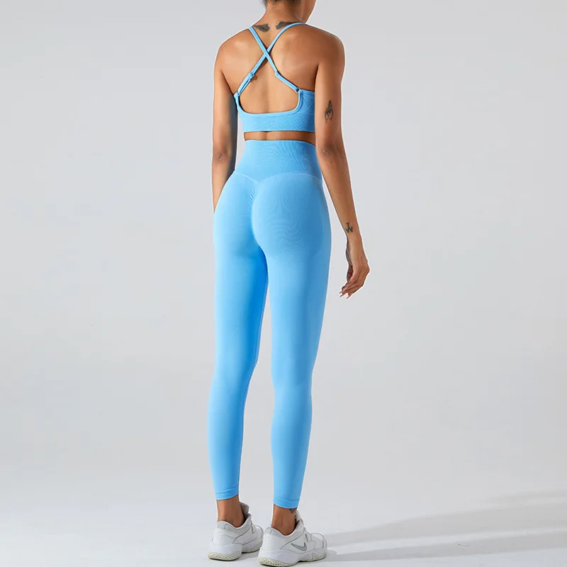 Border Seamless Solid Sports Yoga Set Quick-Dry Barely-There Sports Bra High-Waist Tummy preview